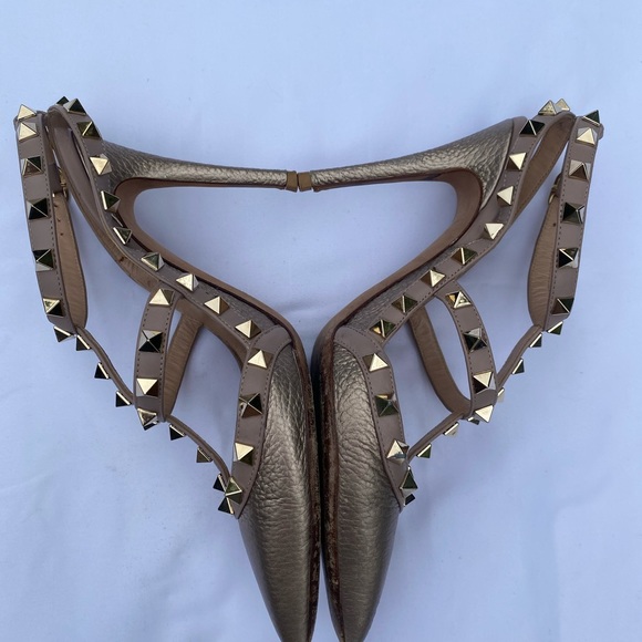 AUTHENTIC PRELOVED VALENTINO ROCKSTUD METALLIC ANKLE STRAP PUMP 100 MM - Picture 5 of 7